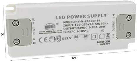 Ledlux CV8220 - Fuente de alimentación transformador CV 20 W 24 V 0,83 A Super Slim Solo 16 mm de grosor (20W 24V)