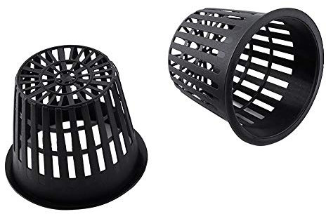 Fydun Cesta de siembra, 10 Piezas Malla de Malla de Alta Resistencia Canasta de Copa Neta Planta hidropónica Cultivar clon Jardinería Cesta de siembra Redonda de plástico Resistente (Negro)