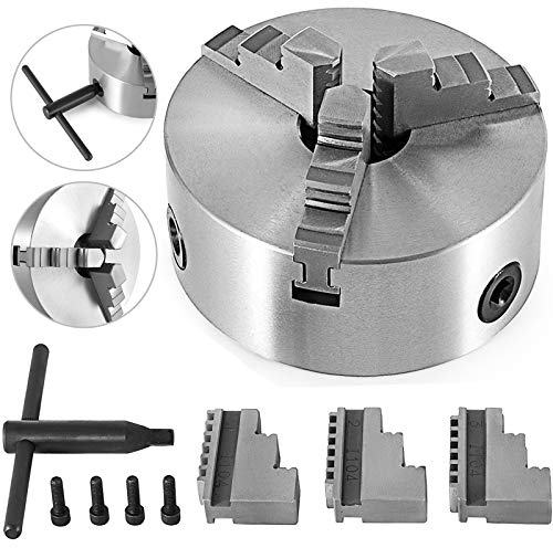 VEVOR Backenfutter 200 mm Metalldrehfutter Drehfutter 3-backen Dreibackenfutter Selbstzentrierendes Drehfutter, wendbar Metall Drehmaschine Zubehör