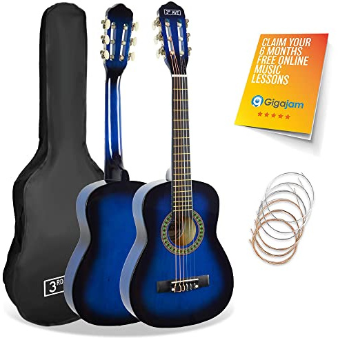 3rd Avenue 1/4 Größe Kinder-Klassikgitarre Mit Spanischen Nylonsaiten, Einsteigerpaket – Blau