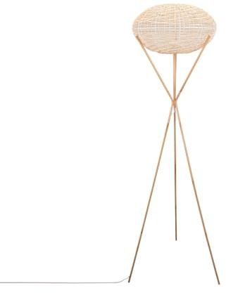 LEDKIA Stehlampe Rattan Ronax Natürlich | Elegantes Design | Vielseitige Beleuchtung mit E27 | Für Wohnzimmer, Küche, Schlafzimmer | Bambus & Geflochtenes Papier
