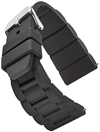STUNNING SELECTION Sporty Thick Padded Silicone Waterproof Watch Band - Rubber Watch Strap for Big Watches - Black -30 mm