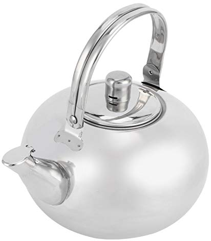 Tissting Tetera de Acero Inoxidable, Moderna Tetera con Filtro de Malla y Pico Redondeado, 1.7L, Acero Inoxidable 304 para Cocina y Restaurante