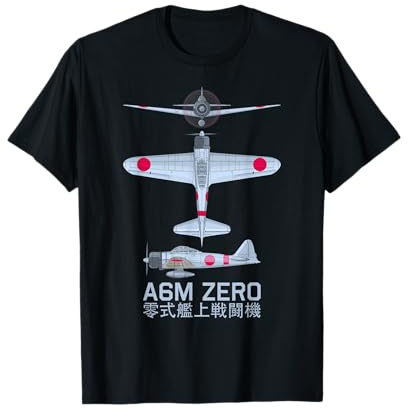 A6M Zero WW2 Japanese Fighter Plane Diagram T-Shirt