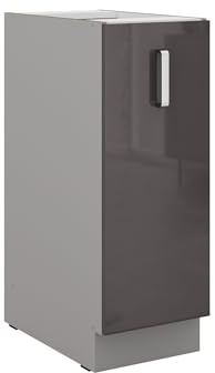 Kuechen-preisbombe Küche Bianca Grey Hochglanz Grau Unterschrank 30 cm Schrankauszug Küchenschrank