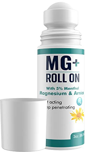 MARS WELLNESS MG+ Cooling Roll on Pain Relief (3 oz) – Fast Acting Arnica Roll on 5% Menthol Magnesium & Arnica – Penetrating Menthol RollOn Topical Pain Relief, Aches, Sore Muscle Pain