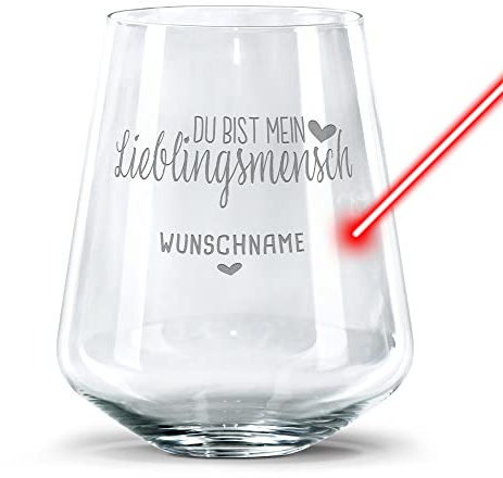 Trinkglas mit Gravur - Mein Lieblingsmensch mit Name - Geschenk für beste Freundin, Trinkglas graviert mit Name I Individuelle Gravur, 400 ml