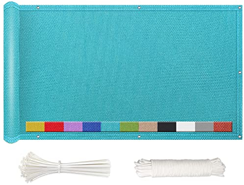 NKADNB Balkonumspannungen 100x600cm Balkonbespannung Wind-Und Uv-Schutz Wetterfest für Balkon Garten Wertiger Balkonsichtschutz,Blau