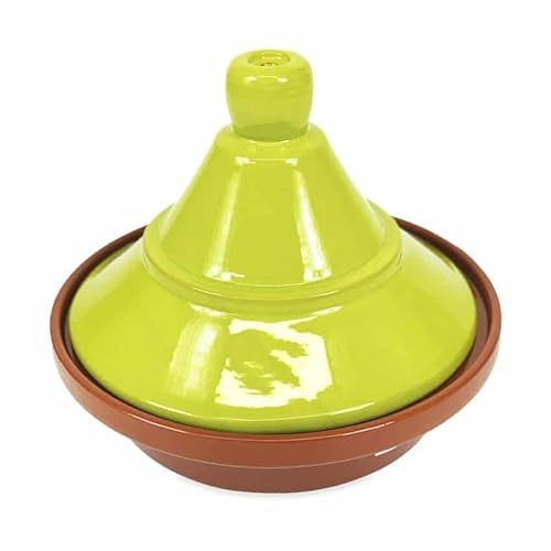 Verano Spanish Ceramics Selena Hand Dipped Glaze Large Tagine - Home Cooking Kitchen Restaurant Dining Décor Dishware Cookware Crockery Casserole Food Cooking Pot Serving Dish Gift - 27cm Lime