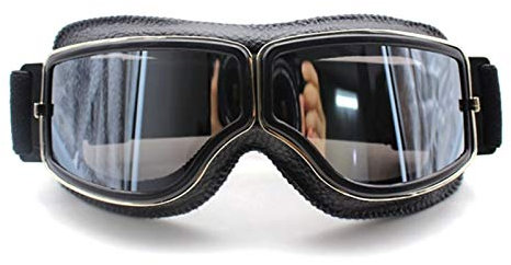 ADJAN Motocross Brille Vintage Motorradbrille Retro Motorrad Roller Biker Gläser Universal Helmbrille Faltbare Vintage Off-Road (Color : Black box Silver)