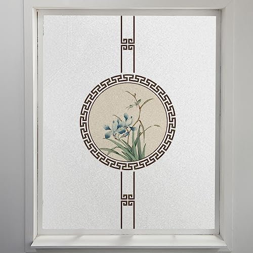 Fensterfolie Blumen Chinesischen Stil Sichtschutzfolie Fenster Klebstofffrei Fensterfolie Blickdicht Milchglasfolie Selbstklebend Fenster Fensterfolie Selbsthaftend Folie Fenster Sichtschutz 45x200cm