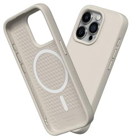 RhinoShield Case kompatibel mit [iPhone 15 Pro] | SolidSuit - MagSafe-kompatibel -Stoßdämpfende & schlanke Schutzhülle mit Premium Finish - 3.5 Meter Fallschutz - Sandbeige