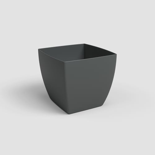 Artevasi Siena Pot - Maceta Cuadrada con Acabado Mate, plástico, 100% reciclable, 40 cm, Color Antracita