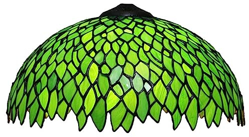 AIBOTY 16 Inch Tulip Lampshade Replacement, Tiffany Style Floral Stained Glass Lamp Shade Only for Table Lamps Pendant Lamps Floor Lights Floor Lamp Accent Lamp Chandelier,Green
