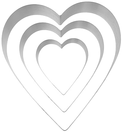 NAMOARLY 3st Liebes Form Kreis Schablone Backrahmen Valentinstag Ausstecher Mousse Ausstecherformen Kuchen in Herzform Herz Kuchenschneider Herzbackform Ring Rostfreier Stahl Backzubehör