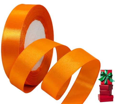 Satinband Orange 20mm Breit Geschenkband Satin,22m Satinbänder Orange Dick Schleifenband Dekoband Seidenband Geschenkverpackung Stoffband Geschenkbänder für Dekorieren Basteln Kleid Hochzeit