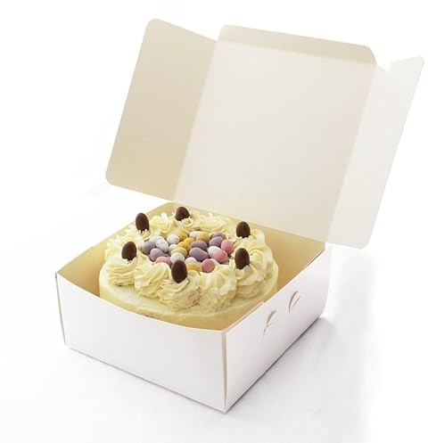 bag it Paper 9 Inch Square Cake Box | Pack of 10 | 9x9x4 Cardboard Cake Boxes for Weddings, Birthdays, Parties, and Celebrations | Sturdy Cardboard Bakery Packaging for Cakes and Desserts