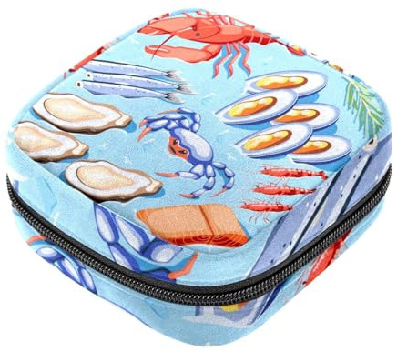 Damenbinden Aufbewahrungsbeutel für Frauen, große Kapazität, Menstruationspad-Tasche, Fischmuscheln, Krebse, Garnelen, Hummer, Menstruationstaschen, Tampon-Sammelhalter, Geldbörse
