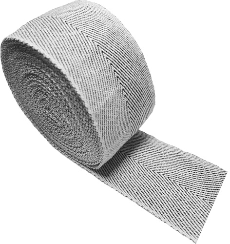 FUNORNAM 5,1 cm Baumwoll-Tufting-Teppich-Bindungsband für Heimwerker, Handwerk, Nähen, 9,1 m (weiß und schwarz, 9,1 m)