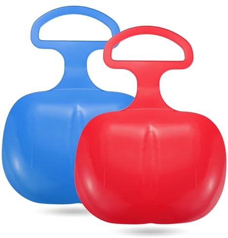 2er Bob Schlitten Set - blau & rot - zum Porutschen & Schlittenfahren für Kinder Poporutscher Po-Rutscher