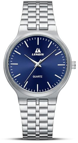 LN LENQIN Herren Uhr Edelstahl Uhren Herren Klassische Analog Quarz Uhr Wasserdicht Armbanduhr Mode Uhren für Männer