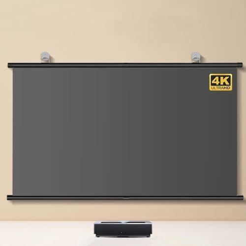 RTVGNSZSJL Pantalla De Proyección De Enrollable Manual 60 72 Pulgadas Pantalla para Proyector Ajustable 16:9 HD 4K Pantalla De Cine(60in/16:9)
