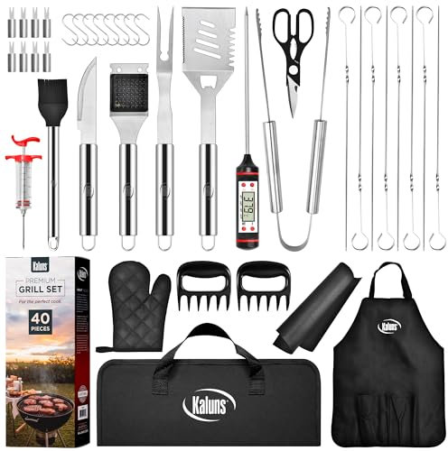 Kaluns BBQ Accessories, Complete Grill Set Grilling Gifts, 40 Pcs Premium Heavy Duty Stainless Steel Barbecue Grill Accessories for Outdoor Grill, Mens Valentines Day Gifts for Him