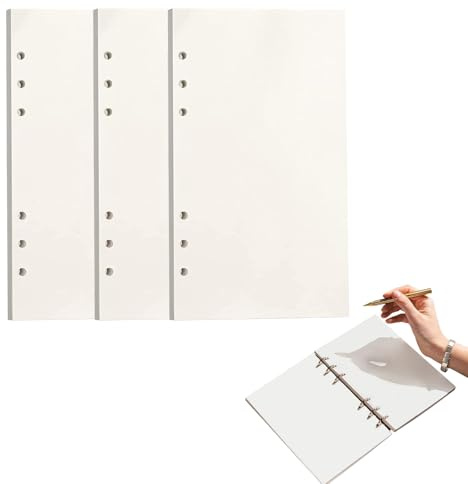 3 Packung A5 Nachfüllbares Papier Blanko 135 Blätter/270 Seiten A5 Papier Nachfüllbare 6 Löcher Nachfülleinlagen für Filofax Notizbuch Skizze Einsätze Zeichnen DIY Bullet Journal, 21x14.2 cm