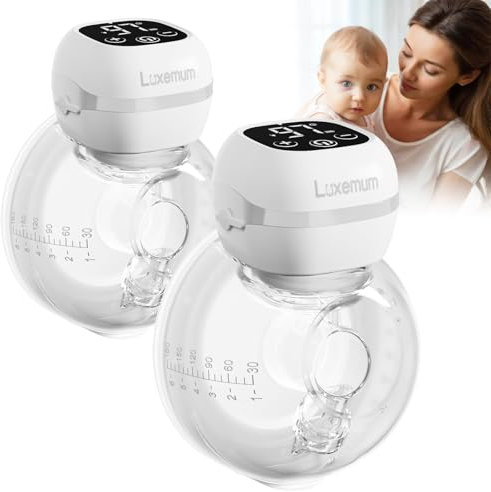 Extractor de leche eléctrico manos libres, extractor de leche eléctrico con 12 niveles y 4 modos de pantalla LED, muy recargable, inalámbrico, portátil, con bridas de 21 mm/24 mm (blanco, 2 unidades)