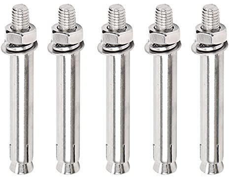 IBOWZ Ankerbolzen 5 Stück M12 Edelstahl-Expansionsbolzen Außensechskant-Expansionsschraube Bolzenhülsenanker Geeignet für Beton, M12 × 160 mm