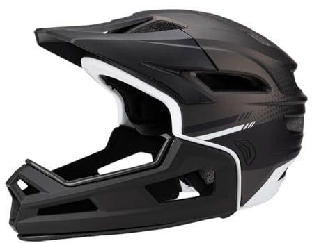 Aymzbd Vollgesichts-Mountainbike-Helm für Erwachsene, Fullface 58cm-62cm, Cycling Hemlet, Fahrradhelm Stoßdämpfung mit Abnehmbarem Kinnschutz für Klettern Beim Fahrrad Skateboard