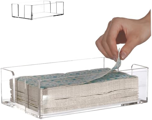 Porta asciugamani per ospiti, in acrilico trasparente, 24 x 14 x 6,3 cm, asciugamano usa e getta per bagno, cucina, hotel, ristorante