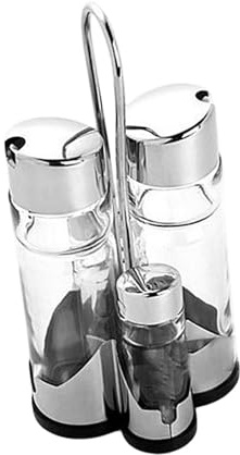 Juego de aceite y vinagre transparente con soporte, tarros de especias de vidrio multifuncionales