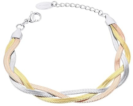 s.Oliver 2040603 Damarmband rostfritt stål 17 + 3 cm trefärgad presentidé kommer i presentförpackning