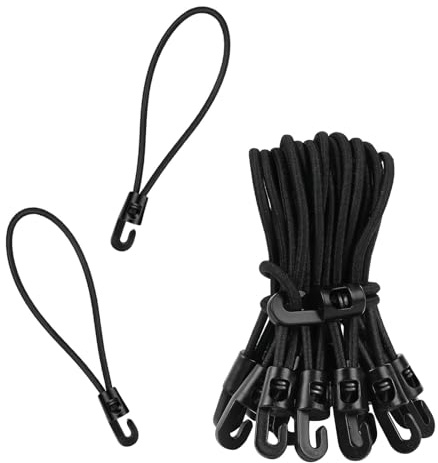 HECHKJ Gummispanner mit Haken, 25 Stück Gummibänder mit Haken, Schwarz Spanngummi, Spanngummi mit Haken 25 cm, für Befestigung von Campingzelten und Planen