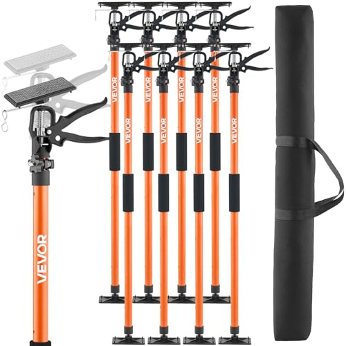 VEVOR Asta Supporto per Martinetto Installazione Armadietti, Confezione da 8, Asta di Supporto Telescopica Acciaio da 116-290 cm, Regolabile a 3 Capacità max. 70 kg per Sollevamento di Cartongesso