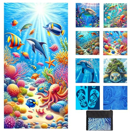 JAODFK Microfibre Beach Towel 71X32 Quick Dry Lightweight Sand Free Extra Large Thin Towels Travel Essentials For Adults Womens Swim Bath Accessories Mats Holiday Must Haves Ocean
