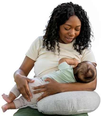 Boppy Anywhere Travel Nursing Pillow - Compact, Ergonomic Bottle & Breastfeeding Pillow with Snap & Loop Hanging Closure and Firm Hypoallergenic Fill, Baby Safety Alliance Verified