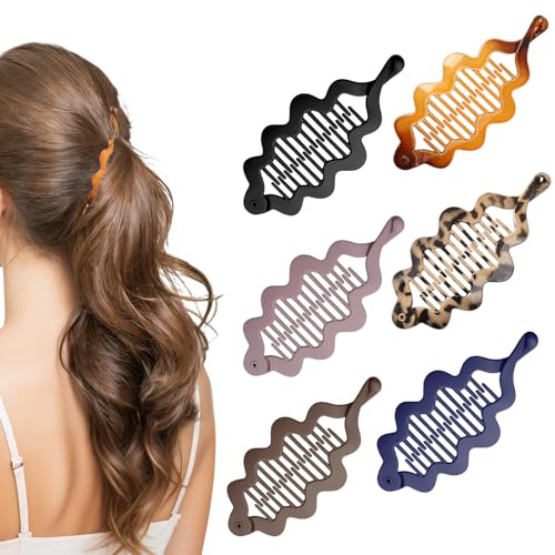 6 Stück Banana Clip,Bananenspange Haare,Haarspangen Damen Dünnes Haar,Vintage Bananen Haarklammer Pferdeschwanz,für Mädchen und Frauen Den Täglichen Gebrauch,Party,Frisur Dekoration