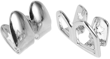 YARNOW Griglie Dentali Hip Hop in Metallo Liscio a Doppia cavità, Capsula Finta Decorativa per Denti da Cosplay, Accessori per Feste e Spettacoli, Set 1 Paio Colore Argento