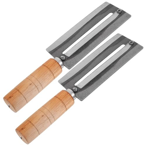 SHINEOFI Cortador de Caña de Azúcar y Pelador de Piña 2 Piezas Acero de Alto Carbono Mango de Madera para Frutas y Verduras Uso Doméstico y Profesional