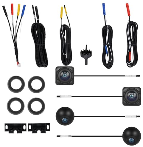 Rimoody 360 Telecamera per Auto,Telecamera Panoramica per auto destra sinistra anteriore posteriore panoramica Surround View AHD IP67 impermeabile per Android Auto Radio Visione