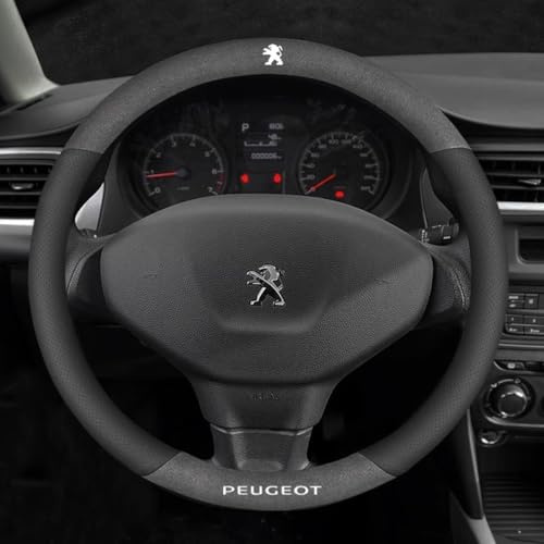Woniyal Auto Lenkradbezug Lenkradschutz für Peugeot 107 207 407 408 206 306 307 308 406, Lenkradbezug Leder, Lenkradhülle für Sommer & Winter Breathable Anti Slip Lenkradschoner