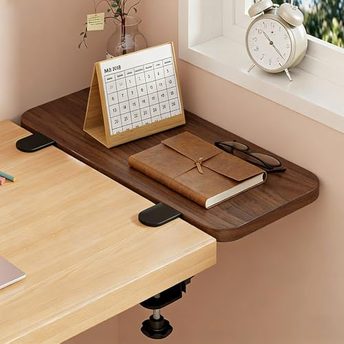 Extensora de AlféIzar de Ventana Extensor de Alféizar de Ventana Madera Impermeable, Extensión de Encimera Mesa Plegable, Estante Escritorio Abrazadera Para Almacenamiento(Walnut,60x20cm/23.6x7.9in)