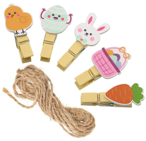 UTHCLO 40 Pezzi Mollette di Legno per Foto Pasquali Coniglietto, Mini Clip Decorativa per Lavoretti e Addobbi Casa, Accessori Portafoto per Festa di Pasqua