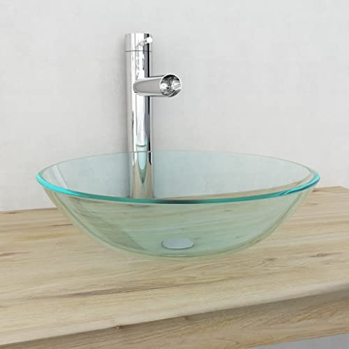 Lumanois Lavabo Vidrio Templado Transparente 42 cm,Lavabos y fregaderos,Lavabos,6.9kg-142229