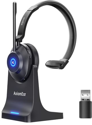 AxiomEar Bluetooth Wireless Headset with Mic for Work, Advanced Noise Reduction Microphone, Clear Calls - Comfortable On-Ear Headphones, Bluetooth 5.3, Applicable to Laptop, PC, Zoom, Office, Phone