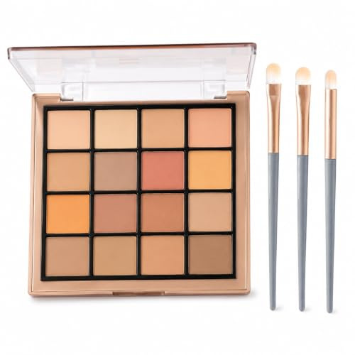 BIVYAX 16 Colores Paleta de Sombras de Ojos con 3 Pinceles, Tonos Mate Tierra y Purpurina para Ahumados, Alta Pigmentación y Resistente al Agua, Ideal para Look Diario Natural y Maquillaje Escénico