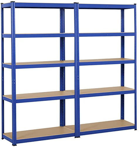 Yaheetech 2X Lagerregal 90 x 180 x 40 cm, Schwerlastregal 5 Böden, Kellerregal max. mit 875 kg belastbar Steckregal Archivregal
