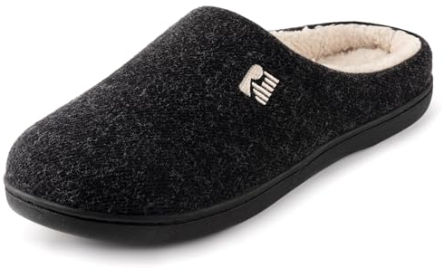 RockDove Herren Hausschuhe mit Sherpa-Futter und Memory-Schaum, 44/45 EU, Schwarz